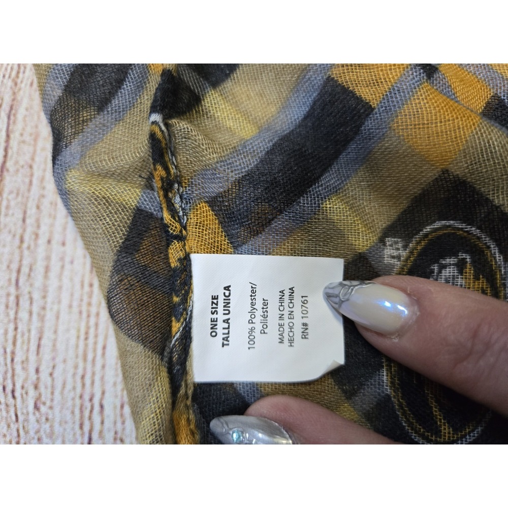 Missouri Tigers‎ Mizzou All Over Print Sheer Scarf Women's One Size Black Yellow - Picture 4 of 7